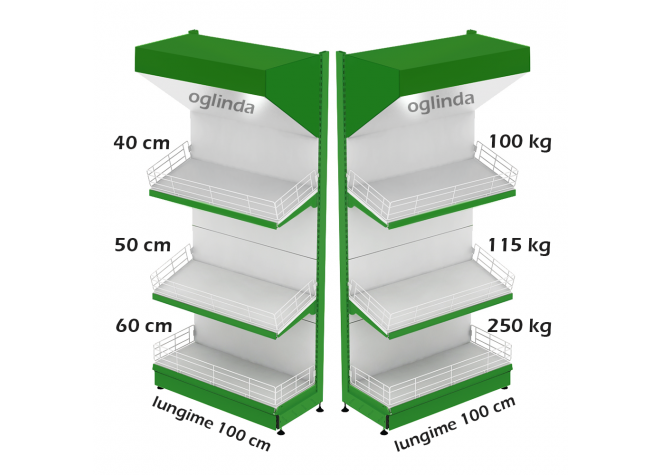 Correlate Masculinity Publication Raft metalic legume fructe 100*227h cm baza 60 cm 2 polite si pazie oglinda