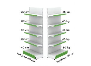 Raft metalic de perete 60*220 baza 40 cm si 4 polite de 30 cm