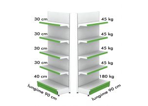 Raft metalic de perete 90*220 baza 40 cm si 4 polite de 30 cm