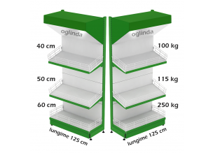 Raft metalic legume fructe 125*227h cm baza 60 cm 2 polite si pazie oglinda
